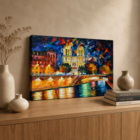 Peinture à l'huile abstraite de paysage faite à la main sur toile - Art technique au couteau pour la décoration murale de la maison et de l'hôtel