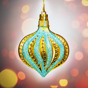 V 48 Glitter Teardrop Adornos de Navidad Juego de 5 - Product Image 2