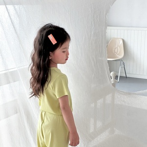 Conjunto de <span class=keywords><strong>Ropa</strong></span> de Dormir de Verano <span class=keywords><strong>para</strong></span> Niñas, de Algodón Acanalado, Manga Corta, Estilo Informal - Product Image 3