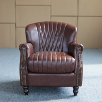 Fauteuil Tigre en Cuir Véritable Ultra-Doux Style Rétro Américain pour Salon, Bar à Cigares, Hôtel, Club, Réception