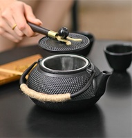 Bouilloire en fonte antiadhésive HISPEED 900 ml avec couvercle et poignée en acier inoxydable pour le camping, pour faire bouillir du thé et du café sains
