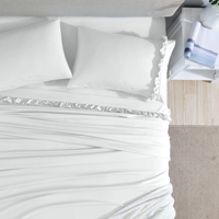 Ensemble de draps Queen 4 pièces à ourlet festonné - 100% polyester microfibre 90 g/m², literie complète avec ensemble de draps et de taies d'oreiller