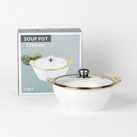 Pot à soupe en céramique personnalisé avec couvercle en verre pot de cuisine en porcelaine