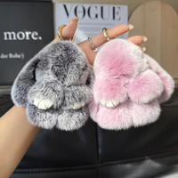 Aksesoris Tas Gantungan Kelinci Palsu Bulu Kelinci Rex Asli, Gantungan Kunci Kelinci Lucu, Boneka Plush, Perhiasan