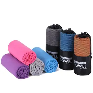 Extra Large Custom Logo Microfiber Sports Towel Eco-Friendly Quick Dry Gym Beach Outdoor Microfiber Suede Knitted Small Adults