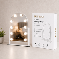 Espejo Arqueado con Iluminación, Altavoz Bluetooth, Rotación de 360°, Táctil, Regulable, Recargable, Espejo para Hotel, Regalo de Boda, Marca Privada