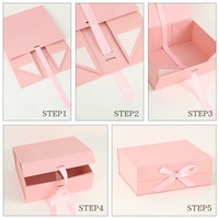 Boîte en papier pliable personnalisée avec ruban et nœud papillon, couvercle magnétique, emballage cadeau