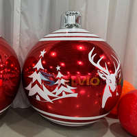 Ornements de Noël gonflables géants en PVC à double couche Boule à miroir Grand ballon gonflable à miroir rouge pour la décoration