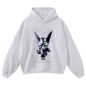 <span class=keywords><strong>Ropa</strong></span> <span class=keywords><strong>Urbana</strong></span> Estilo Americano, Sudadera Holgada de Algodón con Estampado de Personajes Desgastados, Sudadera con Diseño de Ángel Relámpago para Hombre - Product Image 5
