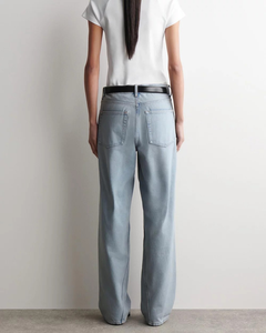 Jean Femme Low Rise Jambe Droite Bleu Glacé Délavé Wash Ample Loose <span class=keywords><strong>Denim</strong></span> Pantalon Y2K Minimaliste Esthétique - Product Image 2