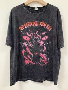 T-shirt vintage tissé, streetwear américain hip-hop, mode, 100% coton, coupe ample, respirant, écologique, pour homme, vêtements d'été - Product Image 2