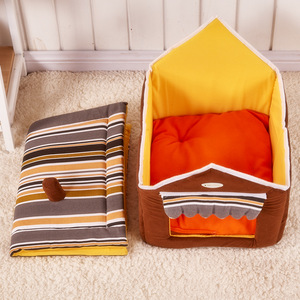Abnehmbare und wasch bare Baumwoll-Haustier hütte im modernen Stil Katzen-und Hundehütte mit festem Muster bett und Käfig-Haustier bedarf - Product Image 3