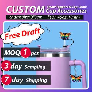 Nouveau concepteur personnalisé Couple PVC Silicone réutilisable 10mm infirmière paille Toppers <span class=keywords><strong>tasse</strong></span> médicale chaîne suspendus verres accessoires breloques - Product Image 5