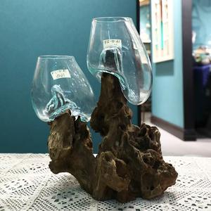 Novo Vaso Criativo de Madeira Maciça para Casa Ornamento de Madeira Natural com Planta Verde e Aquário de Vidro Soprado Hidropônico para Decoração de Casa - Product Image 4