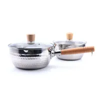 Multifunktionaler Amerikanischer Edelstahl 304 Nudelkochtopf Dampfgarer Milchtopf Schneepfanne Induktionsherd Glasdeckel Holzgriff