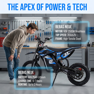 Moto de course professionnelle 2500W, vitesse maximale 70 km/h, batterie longue durée 60V 25Ah 2,5h+, puissante moto tout-terrain - Product Image 3