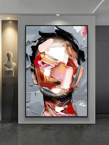 Dipinto a Olio su Tela 100% Fatto a Mano, Ritratto Astratto di Volto Femminile, Arte Murale - Product Image 6