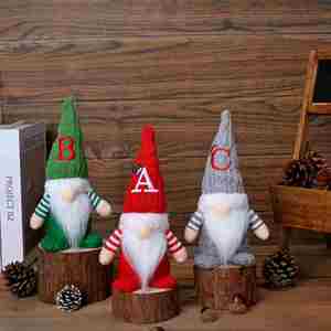 Handmade Hot Selling Nordic Christmas <b>Gnome</b> Decor Set Knitted Hat Letter Doll Rudolph Santa Figurines Holiday Table Ornament - Product Image 1