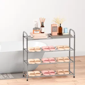 3 Tier Layer High Quality Iron Metal Shoe Rack Cabinet For Home Living Room