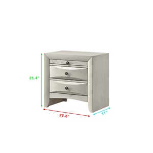 Contemporary White Finish Nightstand With Curved <b>Drawer</b> Fronts <b>Storage</b> <b>Drawers</b> Wooden - Product Image 4