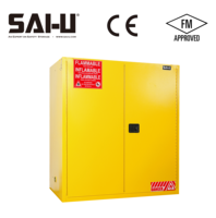 Armoire de sécurité pour liquides inflammables jaunes SAI-U SC2110Y, homologuée FM CE, avec roulettes pour fûts, pour laboratoire et industrie