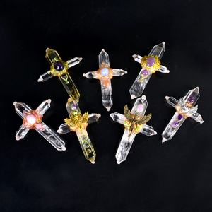 Croix en quartz naturel à faire soi-même, croix en cristal de quartz clair pour la guérison - Product Image 6