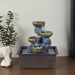 Home Decor Love Style Waterproof Hand-painted Resin Tabletop Mini Waterfall Fountain with Feng Shui Design for Indoor Use
