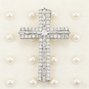 CUSTOM SILVER 10K/14K/18K GOLD PLATED LAB GROWN CVD DIAMOND CLASSIC ENGAGEMENT <b>GIFT</b> SWEATER CHAIN NECKLACE CROSS PENDANT - Product Image 4