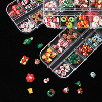 12 grilles de strass en résine pour nail art, motifs de Noël 3D Père Noël et rennes