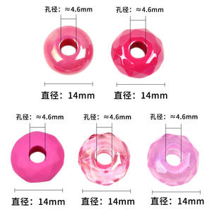 2025 Factory 14 MM Solid Translucent Color Acrylic <b>Large</b> Hole Flat Round Plastic Wheel Spacer <b>Beads</b> For Jewelry Making - Product Image 3