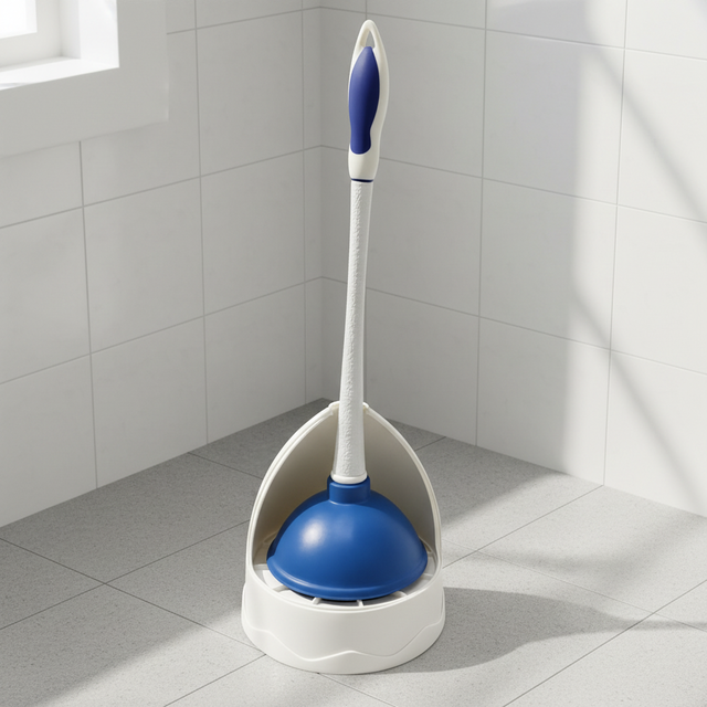 Nature Rubber Heavy Duty Cup Toilet Plunger with Close&Open Caddy Holder-Attractive Design for Bathroom Cleaning