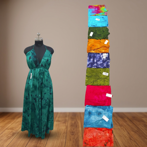 Vestido maxi de rayón con estampado tie-dye, ropa de mujer, vestido de moda, vestido de rayón al por mayor, talla única, vestidos maxi boho de la India. - Product Image 2