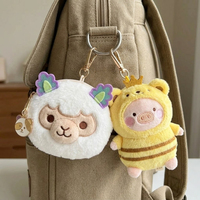 Porte-monnaie anti-vol en peluche motif hamburger de dessin animé mignon, fait main, style INS, mini porte-monnaie, porte-clés, breloque de sac, rangement pour écouteurs