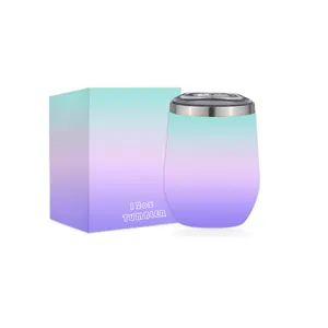 hot sale travel beverage tumbler double-wall vacuum insulated coffee wine cup three graduated color egg shape wine mugs