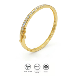 Brazalete Delgado de Plata S925 <span class=keywords><strong>con</strong></span> Una Hilera de Circonitas Cúbicas de 4mm, Cierre Doble Seguro, Elegante Accesorio de Muñeca para Novias - Product Image 1