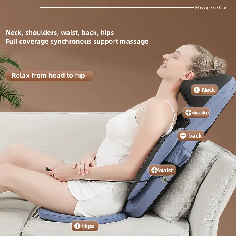 Chaise de Massage Shiatsu complète du corps Belen siège de soulagement de la douleur dorsale lumière rouge coussin de Massage de pétrissage 3D pour siège de voiture de chaise de bureau à domicile