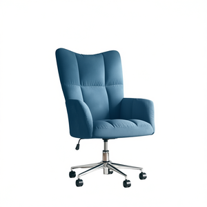 <b>Blue</b> <b>Office</b> <b>Chair</b> Polyester Medium Size Steel Frame Swivel Seat Contemporary Design - Product Image 1