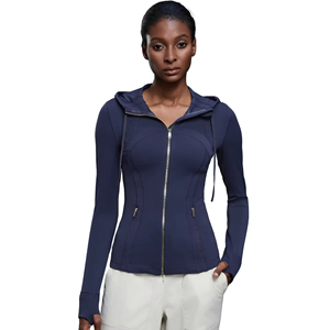 <span class=keywords><strong>Veste</strong></span> de <span class=keywords><strong>sport</strong></span> à capuche pour <span class=keywords><strong>femme</strong></span> coupe ajustée poche à fermeture éclair en métal logo personnalisé <span class=keywords><strong>grande</strong></span> <span class=keywords><strong>taille</strong></span> <span class=keywords><strong>veste</strong></span> de yoga de fitness en plein air d'hiver - Product Image 1