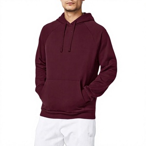 Sudadera con Capucha para Hombre, Color Borgoña, Corte Regular, Diseño Casual de Color Sólido, Tejida, con Bolsillos, para Otoño - Product Image 6