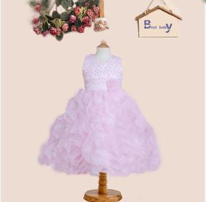 Robe de bal sans manches rose à fleurs, dernier design de mode, pour fille, prix bas - Product Image 1