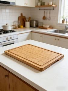 Planche à découper en bambou massif <span class=keywords><strong>de</strong></span> qualité supérieure 38x25, grande taille, avec poignée, rainure pour les jus, non toxique, anti-moisissure, type bloc <span class=keywords><strong>de</strong></span> boucher - Product Image 3