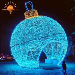 Customized IP65 Holiday Decoration Warm White Led Giant Christmas Ball Arch Large 3d New Year Decoration Theme Light