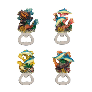 Abridor de botellas con imán para nevera de resina 3D de recuerdo turístico personalizado, abridor de botellas con imán de tortuga y Delfín coralino <span class=keywords><strong>submarino</strong></span> - Product Image 1