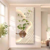 Haute qualité élégant abstrait LED murale Double couche grès Texture éclairage décoration murale suspendu Vase accessoires peinture