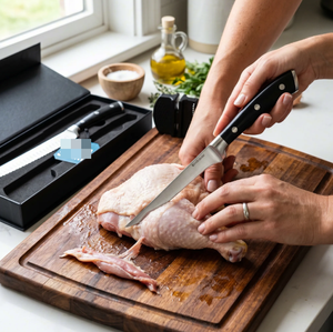 Précision à chaque tranche : Kit de découpe de viande professionnel à 3 lames en acier – Idéal <span class=keywords><strong>pour</strong></span> la découpe fine de jambon et le désossage délicat - Product Image 3