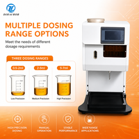 Machine de remplissage d'huile verticale à aiguille unique avec réservoir chauffé, écran tactile HMI, distributeur de liquide de précision 0,5-7 ml