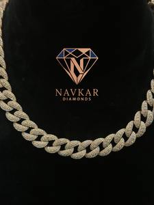 Cadena de Eslabones Cubanos para Hombre, con Diamantes Moissanita VVS1, Chapado en Oro Real de 14k sobre Plata 925, 15mm, 4 Filas, Apto para Probador de Diamantes - Product Image 2