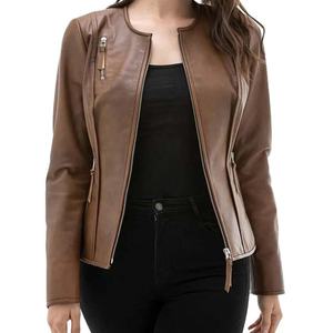 Nueva llegada de las mujeres de alta calidad al por mayor chaqueta de moda de cuero nuevo diseño de cuero puro chaqueta de moda para la venta en línea - Product Image 1