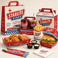 Boîte d'emballage alimentaire personnalisée en papier kraft de qualité alimentaire pour la livraison de repas rapides, de hamburgers, de poulet frit et de frites pour restaurants à emporter