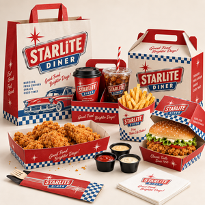 Caja de Embalaje de Alimentos Personalizada, Papel Kraft de Grado Alimenticio para Comida Rápida para Llevar, Restaurante, <span class=keywords><strong>Hamburguesas</strong></span>, Pollo, Papas Fritas, Entrega a Domicilio - Product Image 1
